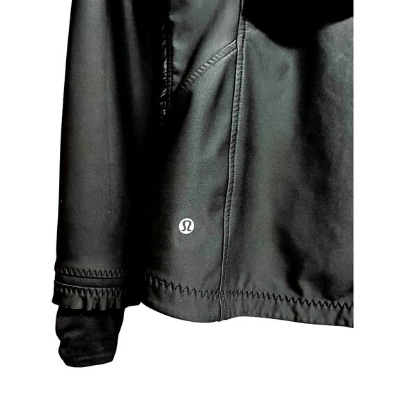 Lululemon Wind Runner Softshell Zip Up Black Athletic Jacket Pockets Sz 6 Logo - Picture 6 of 12